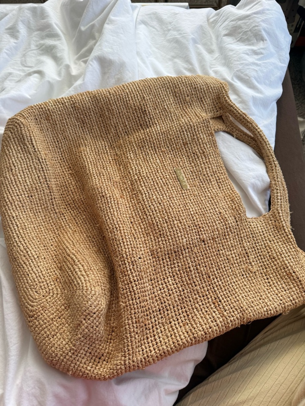Monday Swimwear Natural Woven Straw Tote - Beige LARGE - Picture 5 of 5